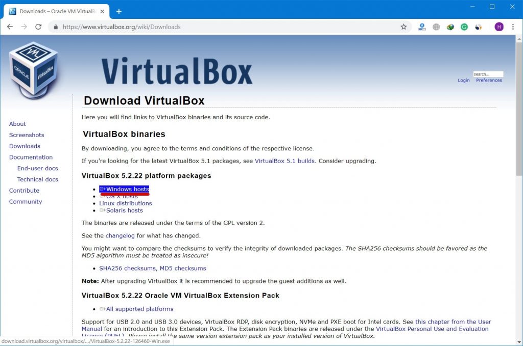 Virtualbox download mac os x